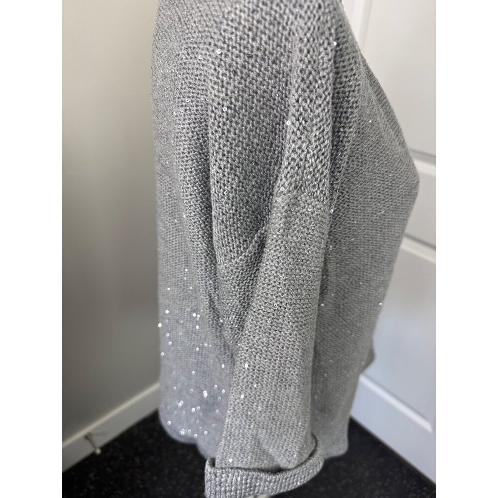 Womens DKNY Jeans Gray Sequin V-Neck Sweater Size XL NWT Comfortable Soft Light - Picture 6 of 12
